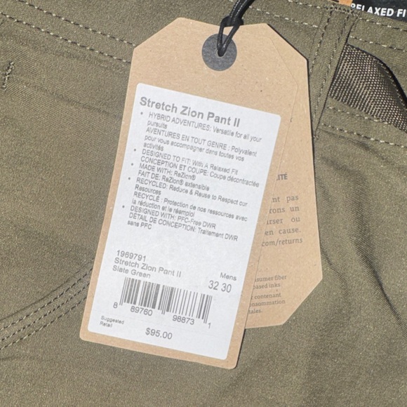 Prana Men's NWT 32 32X30 slate green Zion Pant II Cargo Pants - Picture 6 of 13